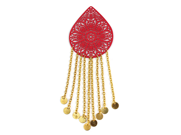 Boucles D'oreilles Clips à Pompons En Perles Rouges - Réf J318 - Occasion En Bon état